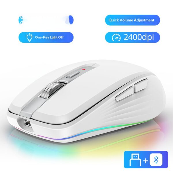 Ratón Bluetooth Recargable Dual Mode – Silencioso y Ergonómico