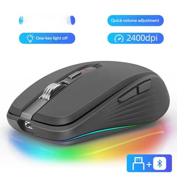 Ratón Bluetooth Recargable Dual Mode Color Negro – Silencioso y Ergonómico